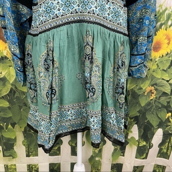 FREE PEOPLE Blue Scarf-Print Luna Tunic XS - Picture 10 of 17
